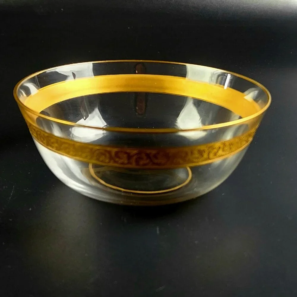 Antique - Glass/Crystal Bowls - Beautiful Gold Band -4 5/8